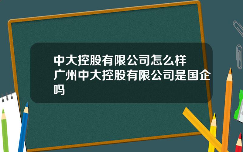 中大控股有限公司怎么样 广州中大控股有限公司是国企吗